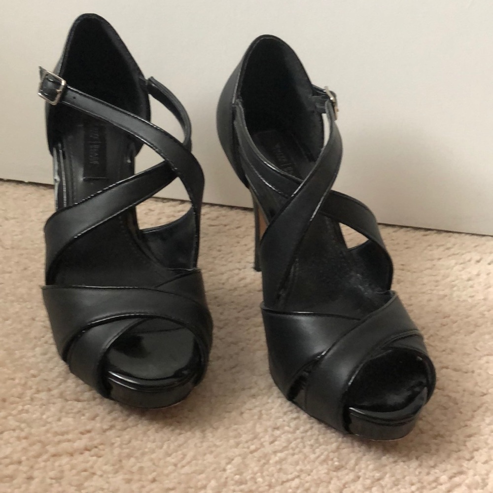 Black strapped heel